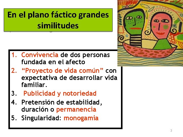 En el plano fáctico grandes similitudes 1. Convivencia de dos personas fundada en el