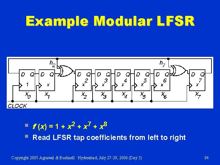 Example Modular LFSR § § f (x) = 1 + x 2 + x