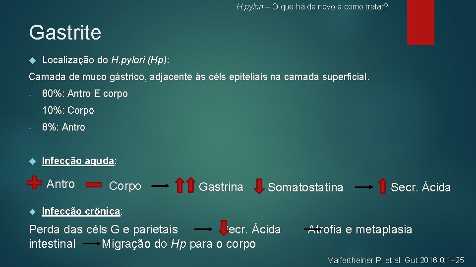 H. pylori – O que há de novo e como tratar? Gastrite Localização do