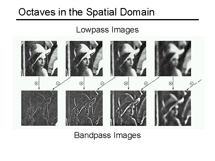 Octaves in the Spatial Domain Lowpass Images Bandpass Images 