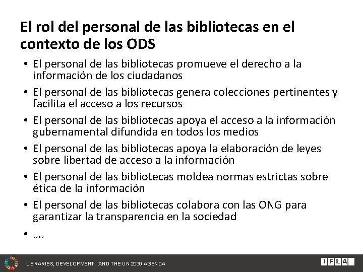 El rol del personal de las bibliotecas en el contexto de los ODS •