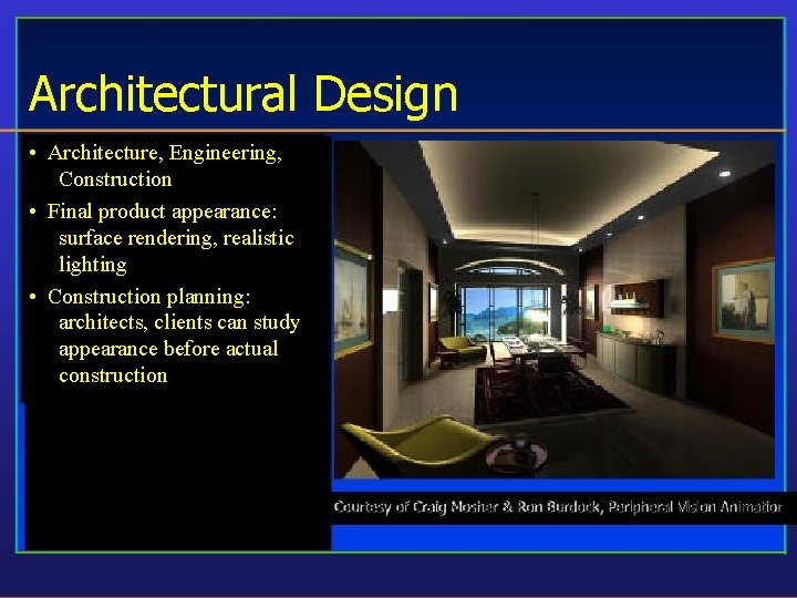 Architectural Design • Architecture, Engineering, Construction • Final product appearance: surface rendering, realistic lighting