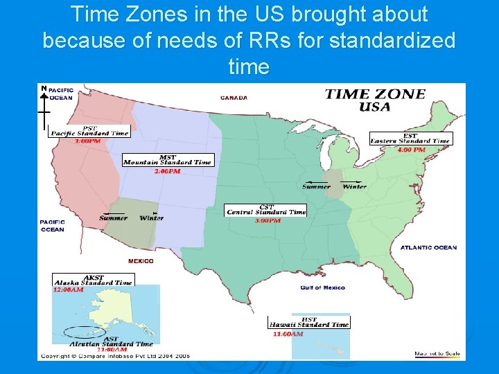 Time Zones in the US brought about because of needs of RRs for standardized