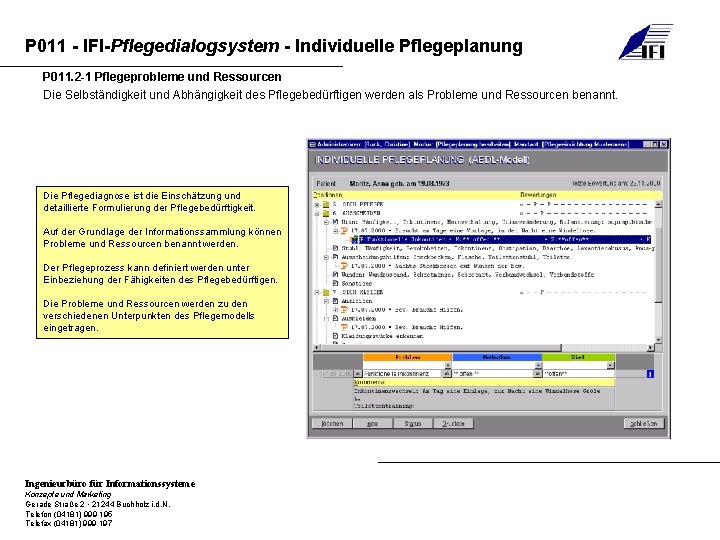 P 011 - IFI-Pflegedialogsystem - Individuelle Pflegeplanung P 011. 2 -1 Pflegeprobleme und Ressourcen