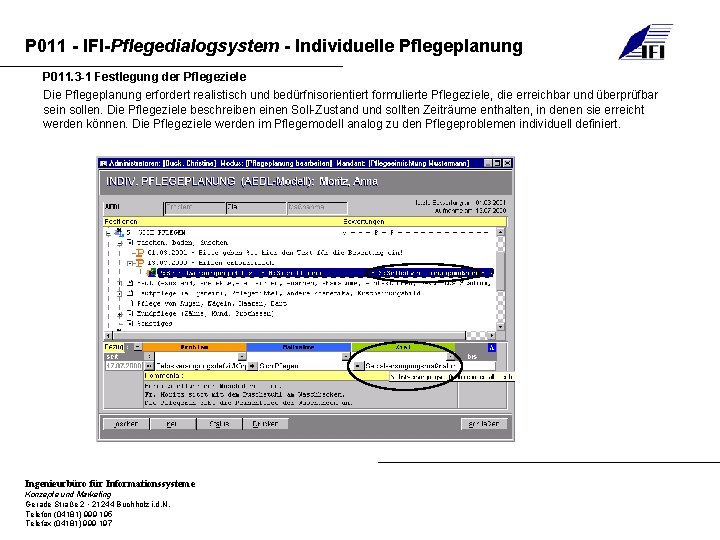 P 011 - IFI-Pflegedialogsystem - Individuelle Pflegeplanung P 011. 3 -1 Festlegung der Pflegeziele