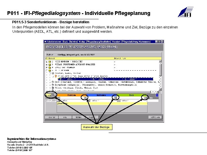 P 011 - IFI-Pflegedialogsystem - Individuelle Pflegeplanung P 011. 5 -3 Sonderfunktionen - Bezüge