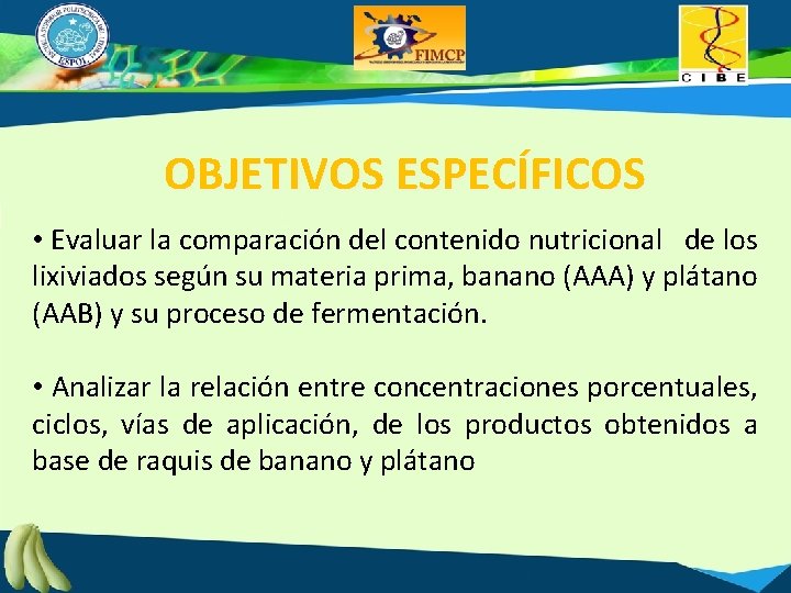 OBJETIVOS ESPECÍFICOS • Evaluar la comparación del contenido nutricional de los lixiviados según su