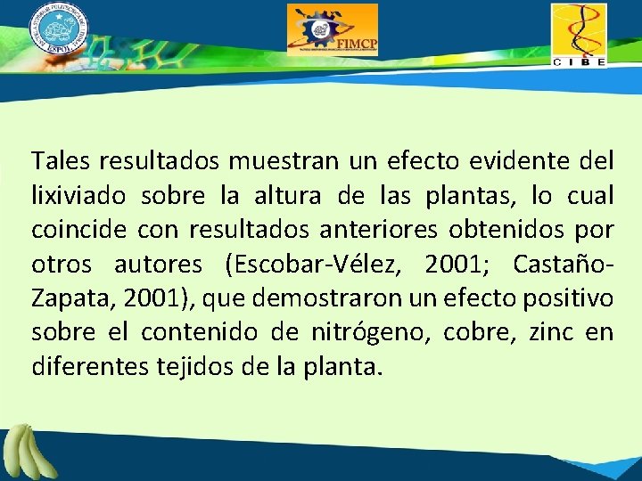 Tales resultados muestran un efecto evidente del lixiviado sobre la altura de las plantas,