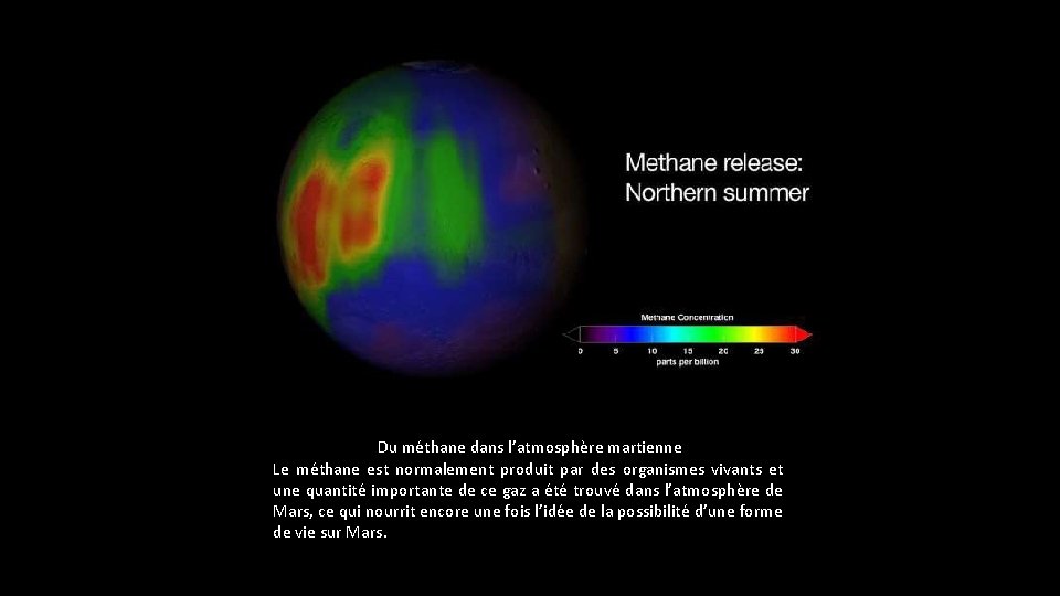 Du méthane dans l’atmosphère martienne Le méthane est normalement produit par des organismes vivants