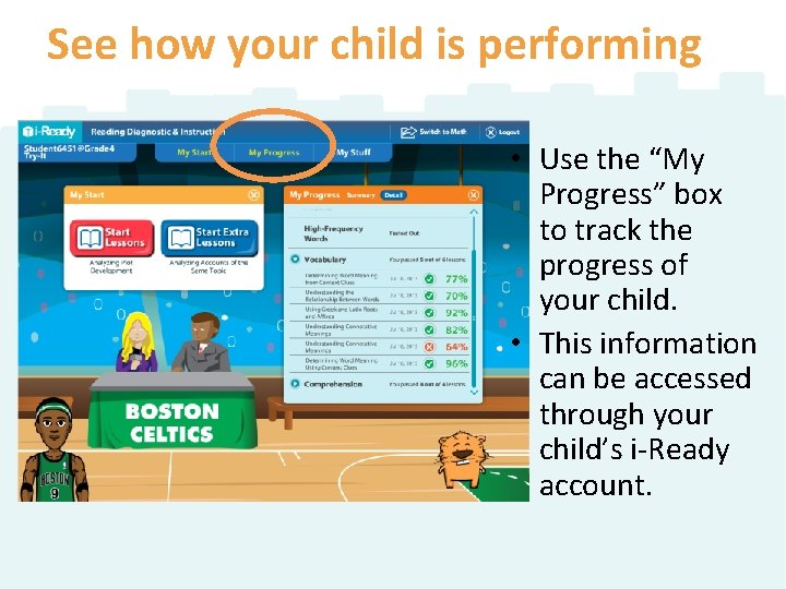 See how your child is performing • Use the “My Progress” box to track See how your child is performing • Use the “My Progress” box to track