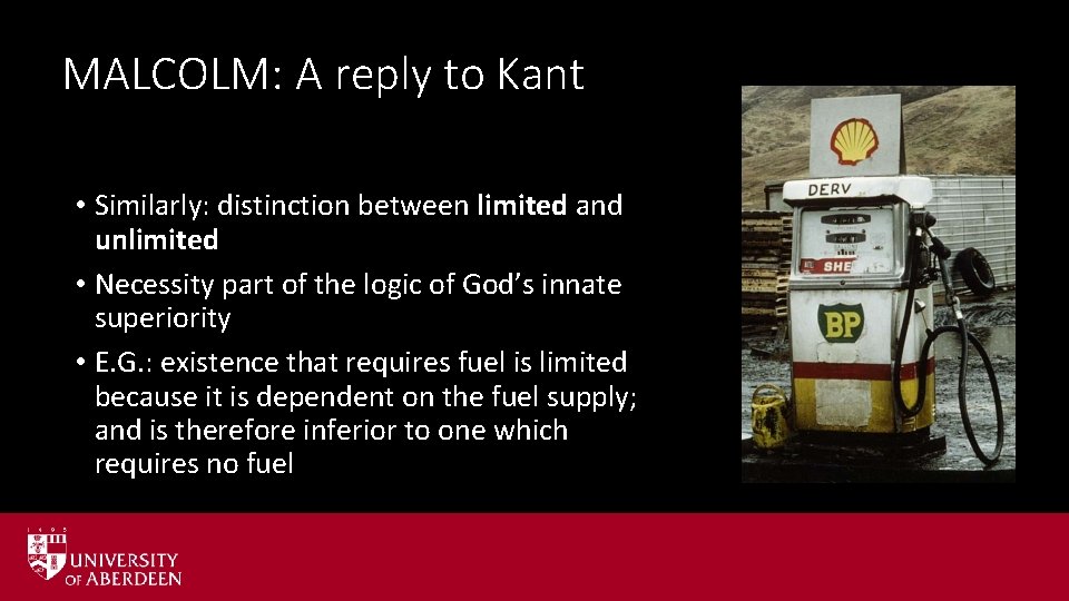 MALCOLM: A reply to Kant • Similarly: distinction between limited and unlimited • Necessity MALCOLM: A reply to Kant • Similarly: distinction between limited and unlimited • Necessity