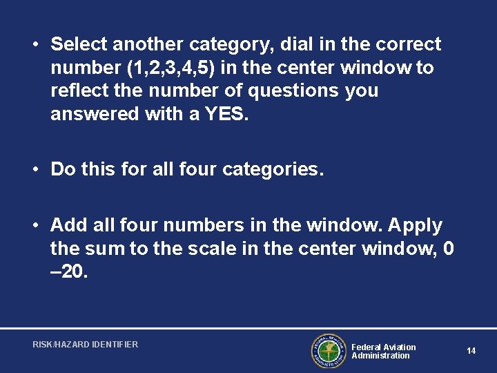  • Select another category, dial in the correct number (1, 2, 3, 4,