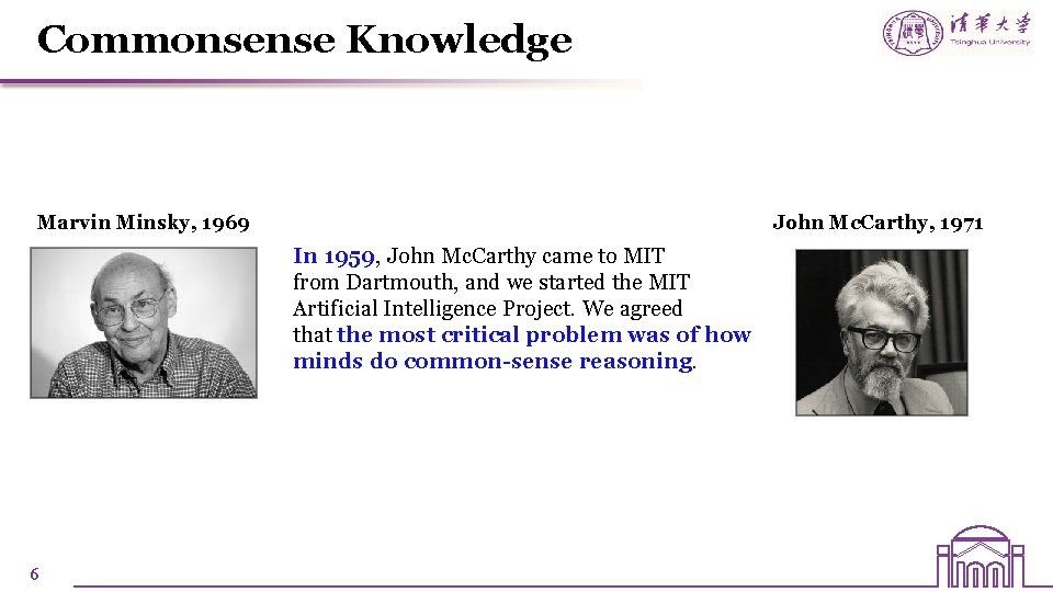 Commonsense Knowledge Marvin Minsky, 1969 John Mc. Carthy, 1971 In 1959, John Mc. Carthy Commonsense Knowledge Marvin Minsky, 1969 John Mc. Carthy, 1971 In 1959, John Mc. Carthy