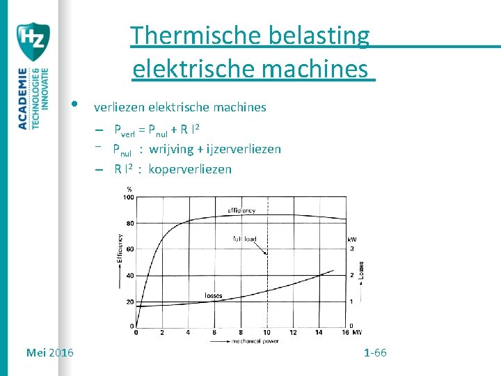 Thermische belasting elektrische machines • verliezen elektrische machines – Pverl = Pnul + R