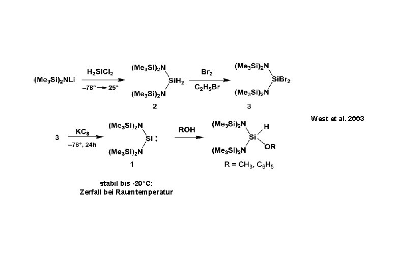 West et al. 2003 stabil bis -20°C: Zerfall bei Raumtemperatur 