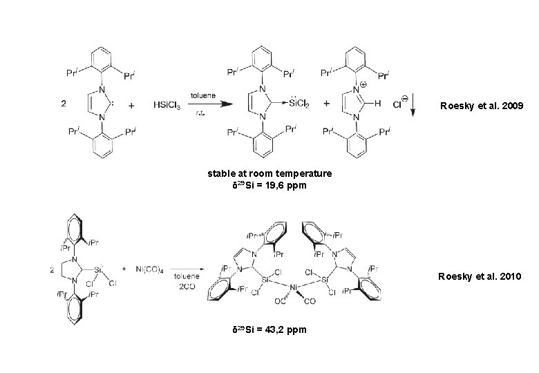 Roesky et al. 2009 stable at room temperature δ 29 Si = 19, 6