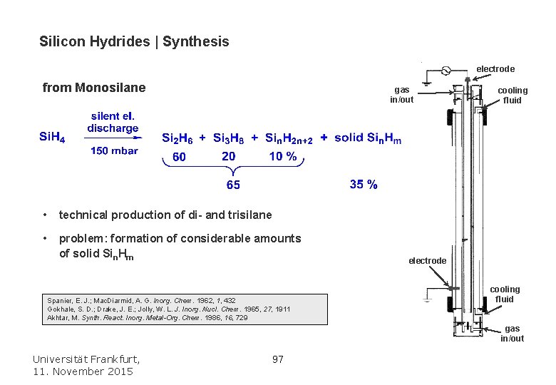 Silicon Hydrides | Synthesis electrode from Monosilane gas in/out • technical production of di-