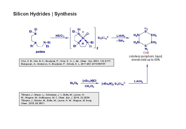 Silicon Hydrides | Synthesis Choi, S. B; . Kim, B. K. ; Boudjouk, P.