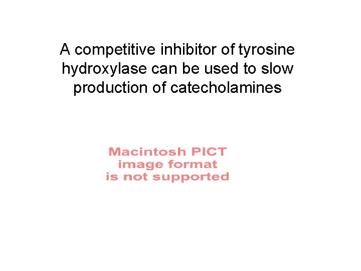 A competitive inhibitor of tyrosine hydroxylase can be used to slow production of catecholamines