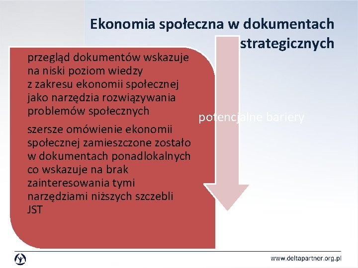 Ekonomia społeczna w dokumentach strategicznych przegląd dokumentów wskazuje na niski poziom wiedzy z zakresu Ekonomia społeczna w dokumentach strategicznych przegląd dokumentów wskazuje na niski poziom wiedzy z zakresu