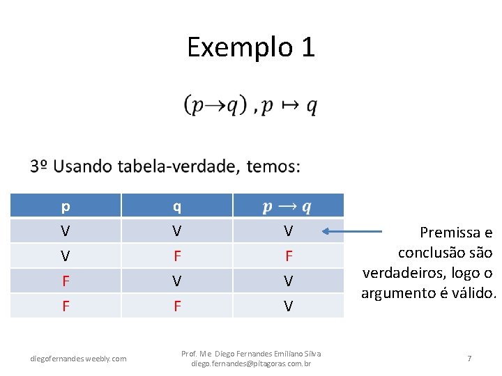 Exemplo 1 • p V V F q V F V F F V