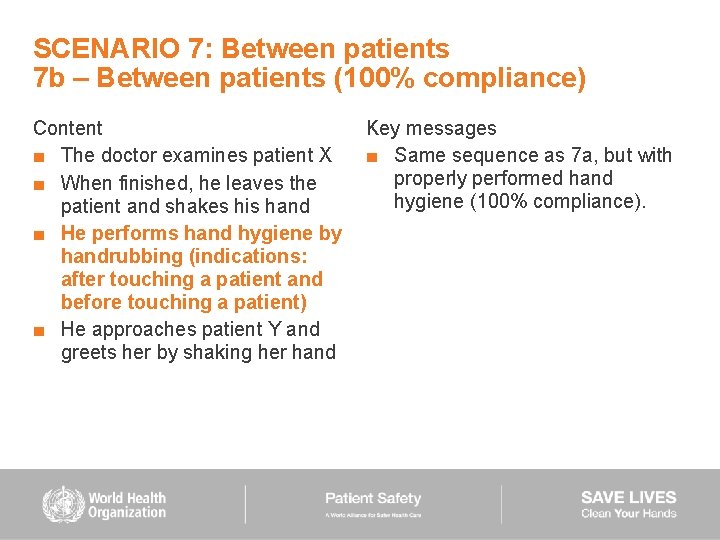 SCENARIO 7: Between patients 7 b – Between patients (100% compliance) Content ■ The