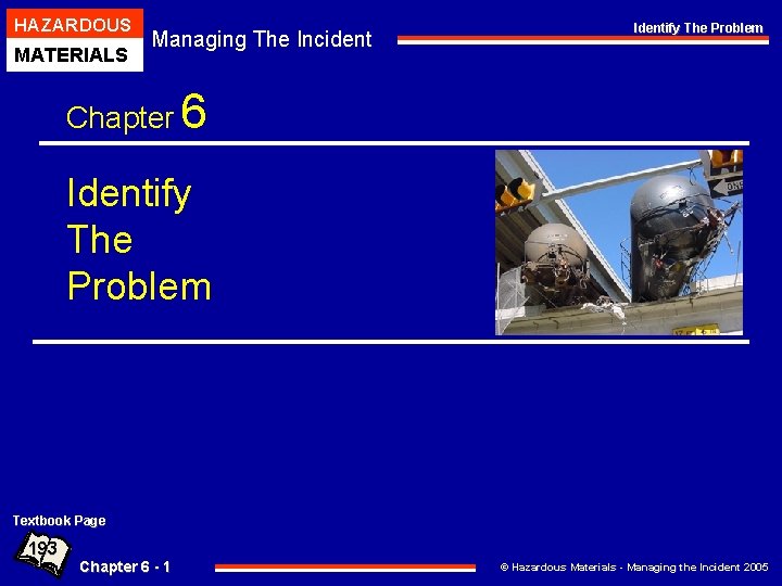 HAZARDOUS MATERIALS Managing The Incident Identify The Problem Chapter 6 Identify The Problem Textbook