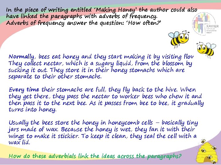 In the piece of writing entitled ‘Making Honey’ the author could also have linked