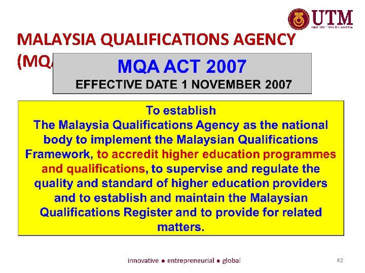 MALAYSIA QUALIFICATIONS AGENCY (MQA) 42 