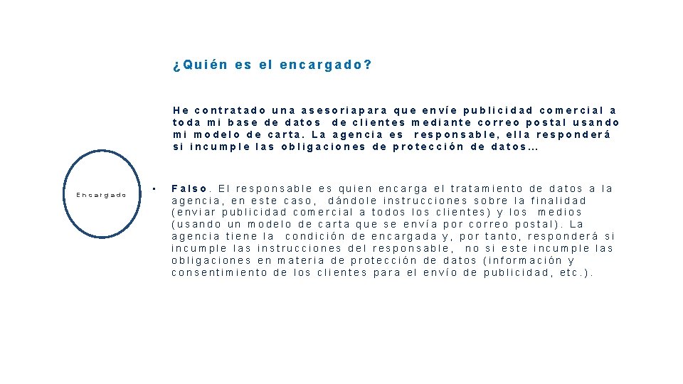 ¿Quién es el encargado? He contratado una asesoriapara que envíe publicidad comercial a toda