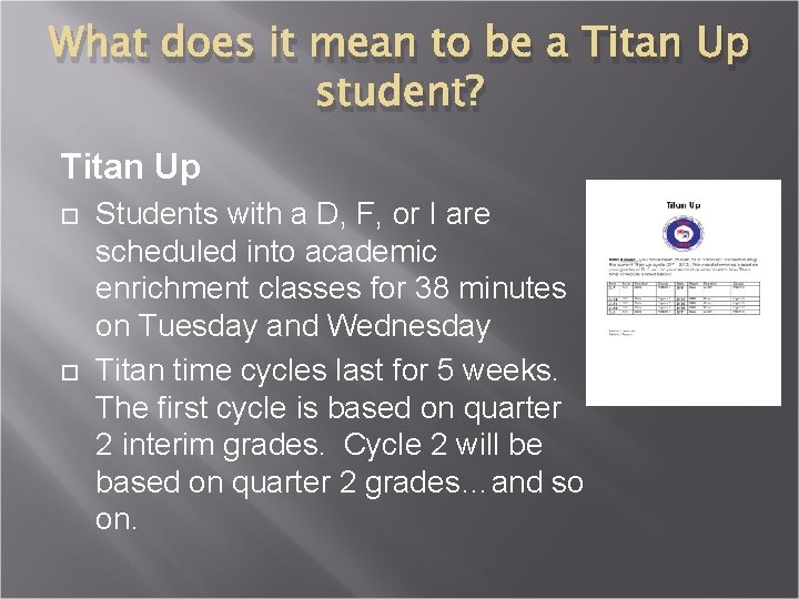 What does it mean to be a Titan Up student? Titan Up Students with
