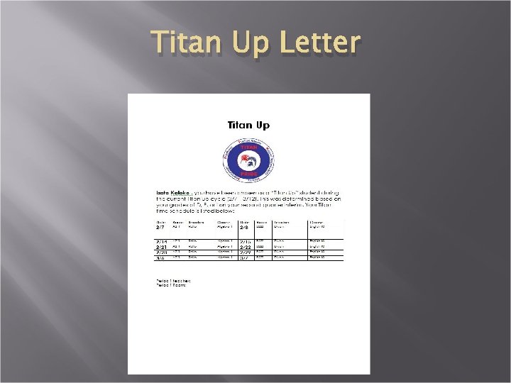 Titan Up Letter 