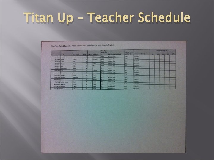 Titan Up – Teacher Schedule 