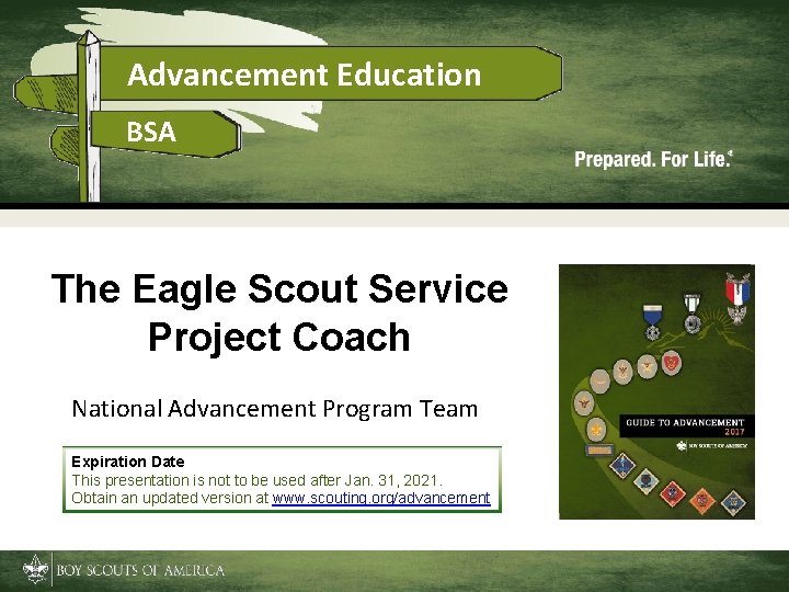 Advancement Education BSA The Eagle Scout Service Project Coach National Advancement Program Team Expiration