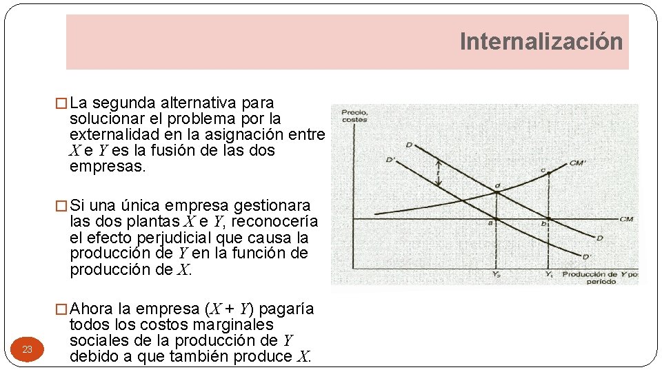 Internalización � La segunda alternativa para solucionar el problema por la externalidad en la