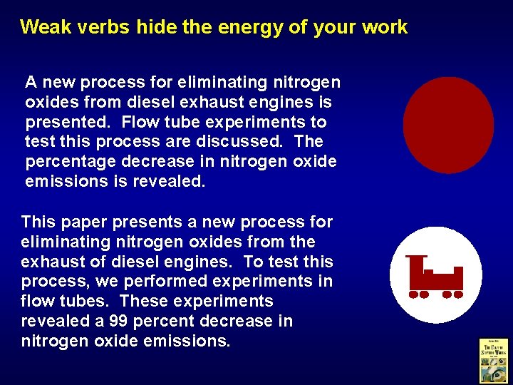 Weak verbs hide the energy of your work A new process for eliminating nitrogen