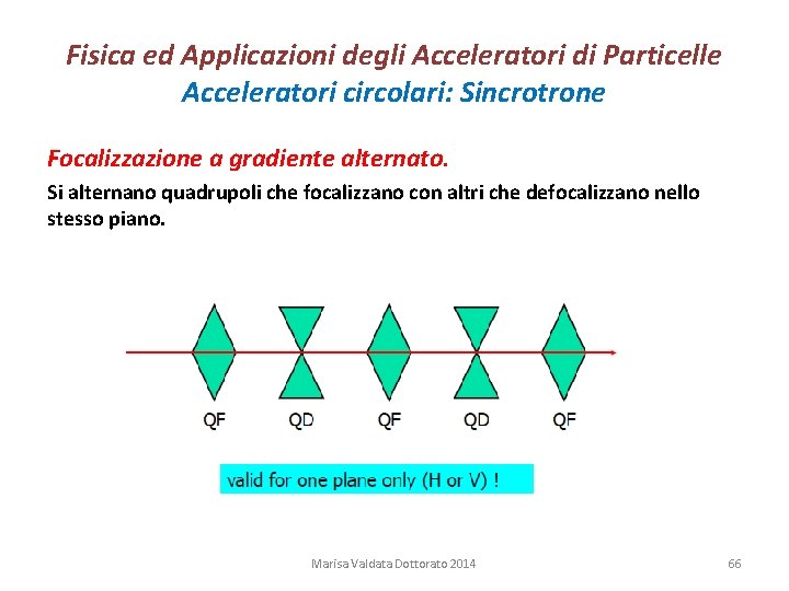 Fisica ed Applicazioni degli Acceleratori di Particelle Acceleratori circolari: Sincrotrone Focalizzazione a gradiente alternato.