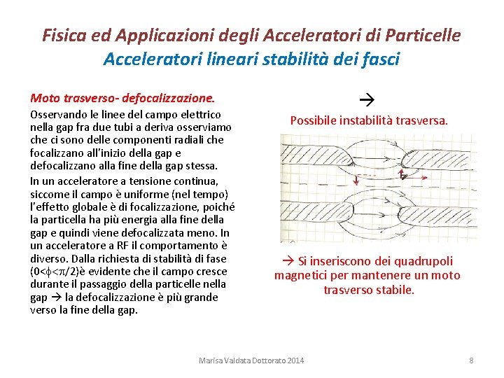 Fisica ed Applicazioni degli Acceleratori di Particelle Acceleratori lineari stabilità dei fasci Moto trasverso-