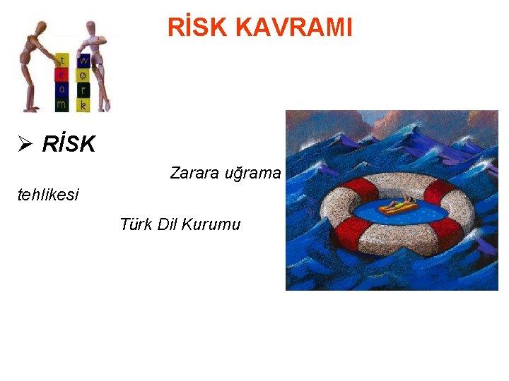 RİSK KAVRAMI Ø RİSK Zarara uğrama tehlikesi Türk Dil Kurumu 