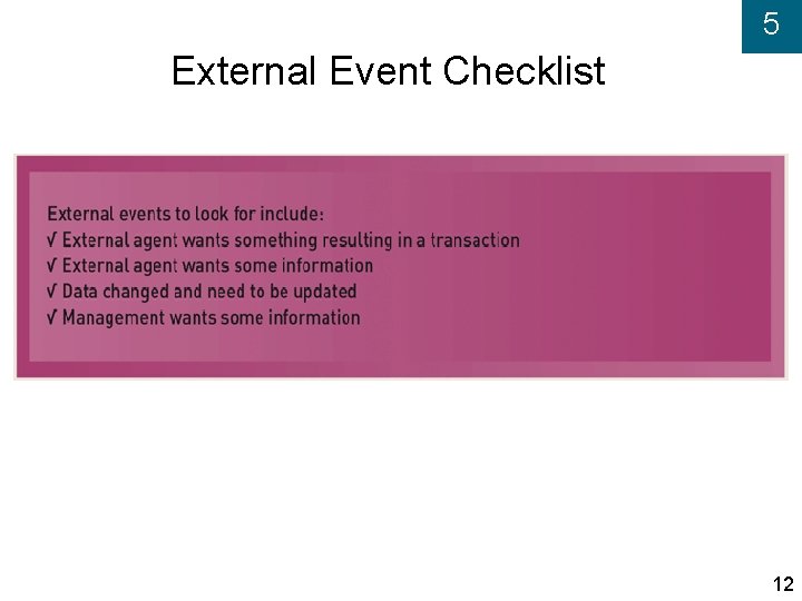 5 External Event Checklist 12 