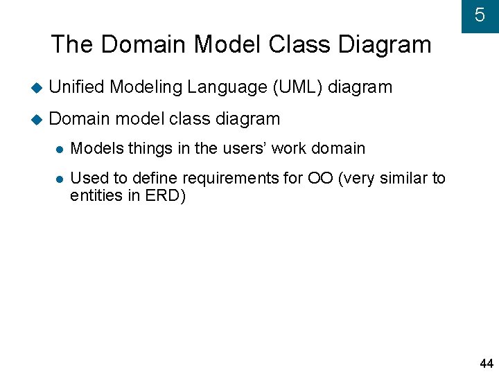5 The Domain Model Class Diagram Unified Modeling Language (UML) diagram Domain model class