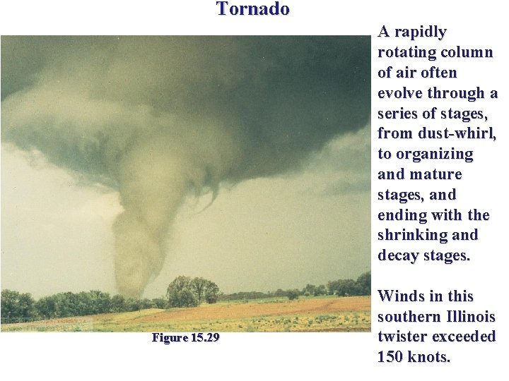 Tornado A rapidly rotating column of air often evolve through a series of stages, Tornado A rapidly rotating column of air often evolve through a series of stages,