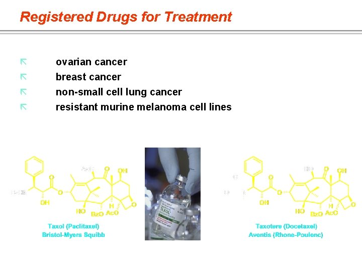 Registered Drugs for Treatment ã ã ovarian cancer breast cancer non-small cell lung cancer