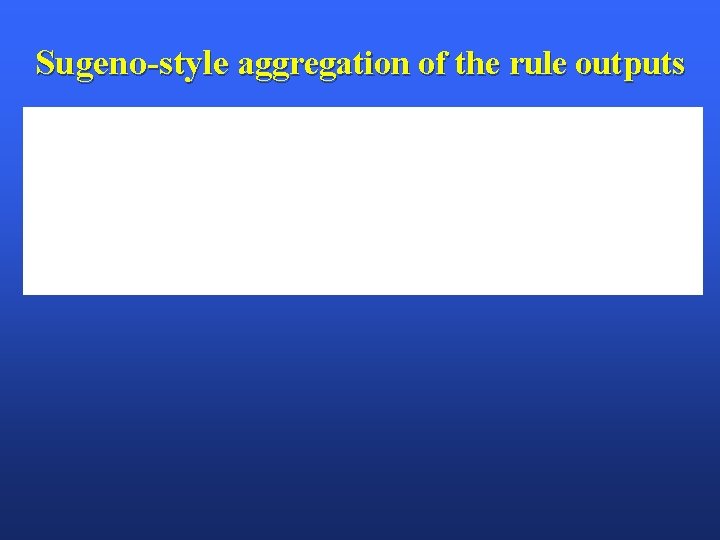 Sugeno-style aggregation of the rule outputs 
