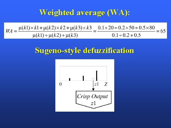 Weighted average (WA): Sugeno-style defuzzification 