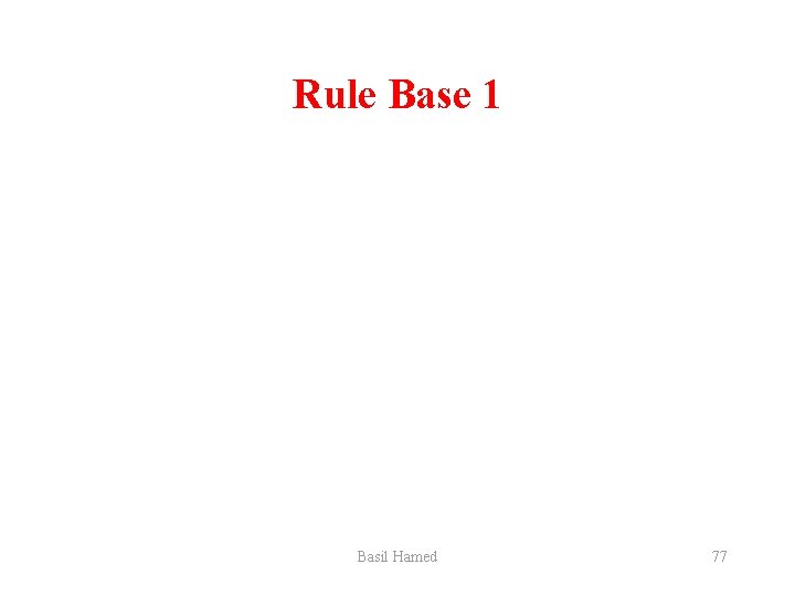 Rule Base 1 Basil Hamed 77 