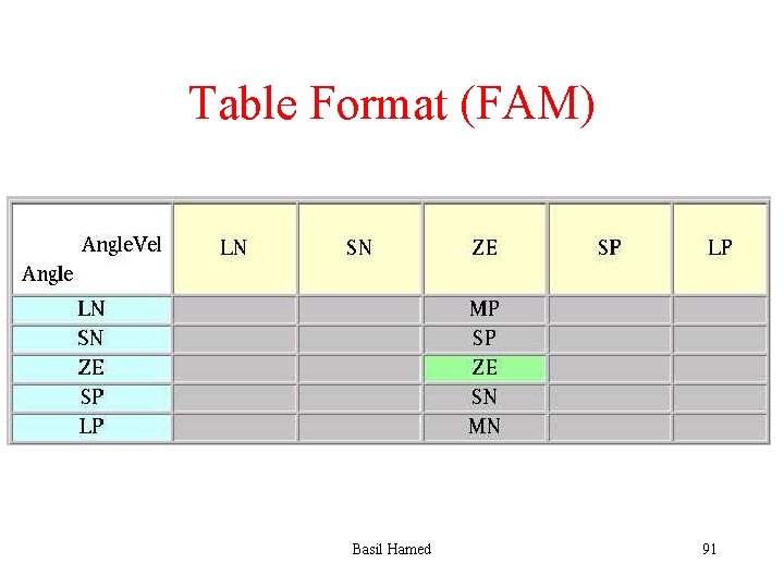 Table Format (FAM) Basil Hamed 91 