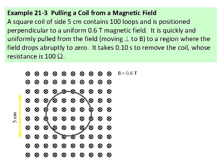 Example 21 -3 Pulling a Coil from a Magnetic Field A square coil of