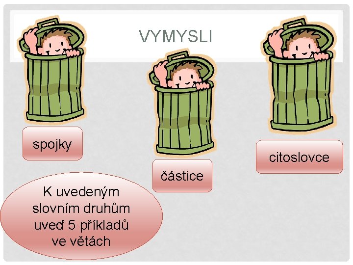 VYMYSLI spojky citoslovce částice K uvedeným slovním druhům uveď 5 příkladů ve větách 