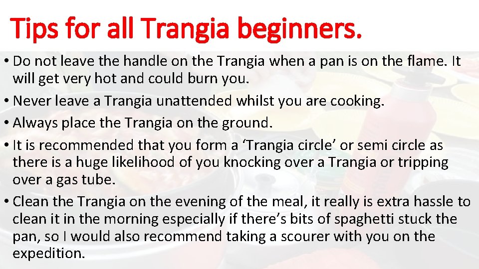 Tips for all Trangia beginners. • Do not leave the handle on the Trangia